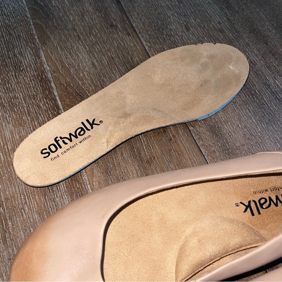 Softwalk Cushioned Comfort Beige Leather Ballet Flat Women’s 6.5 WIDE - Picture 4 of 7